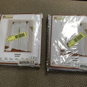 Stylemaster Sheer Window Scarf “Whisper” – White – Set of 2 - NEW